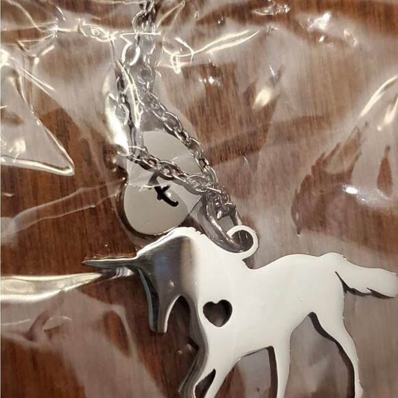 STAINLESS STEEL unicorn initial‎ necklace - Picture 5 of 12